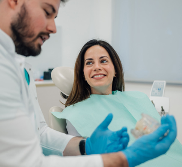 Woman smiling in the dental chair
